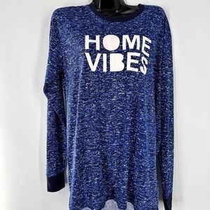 Lularoe Hudson Blue Home Vibe Longsleeves Top Size Small